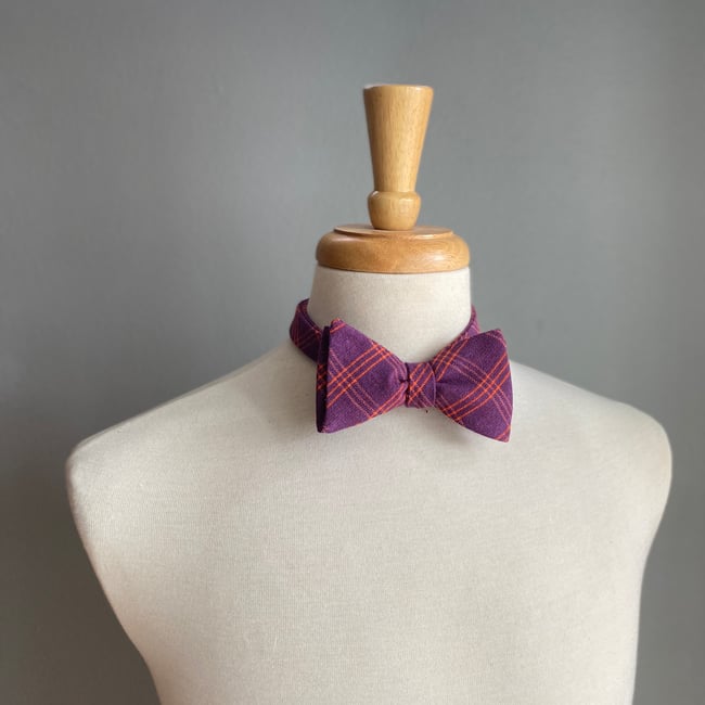 Purple Plaid Bow Tie