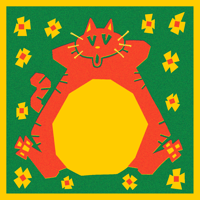 Relaxing Kitty Riso Print on Colored Paper! *preorder eta late october