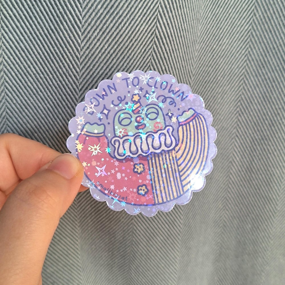 Image of Glitter Sticker Frog Clown