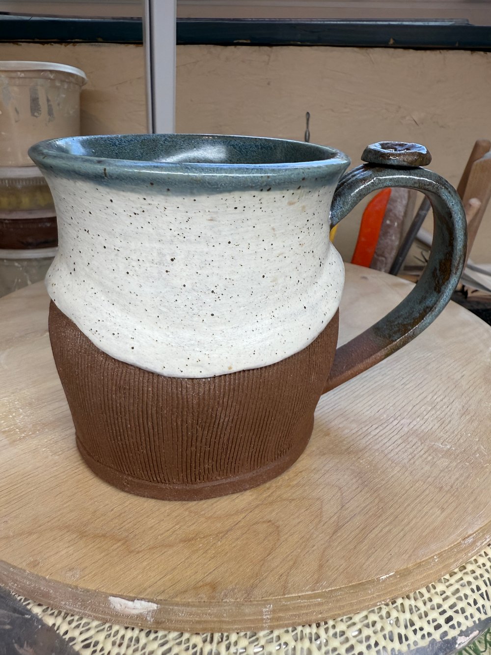 Image of The lady in red with mushrooms on the side!