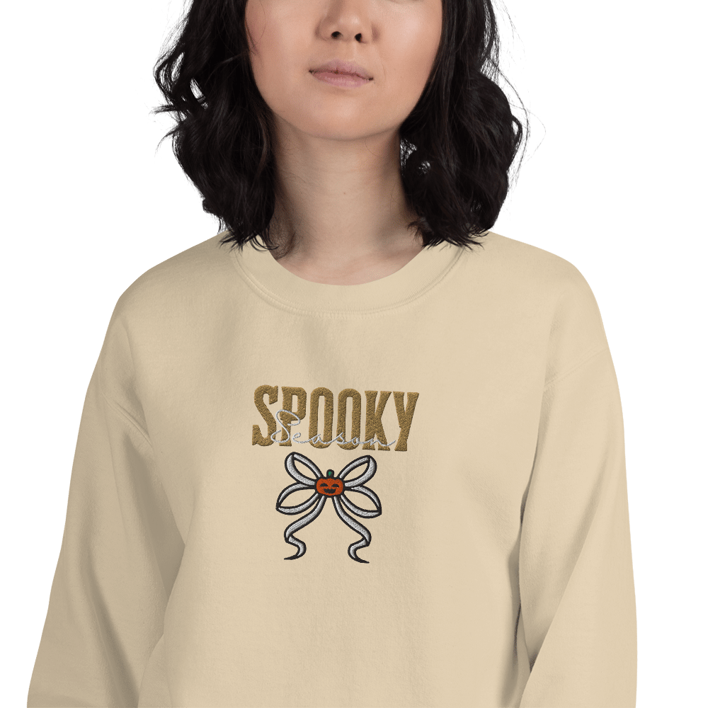 Image of Spooky season ribbon autumn embroidery Unisex Sweatshirt