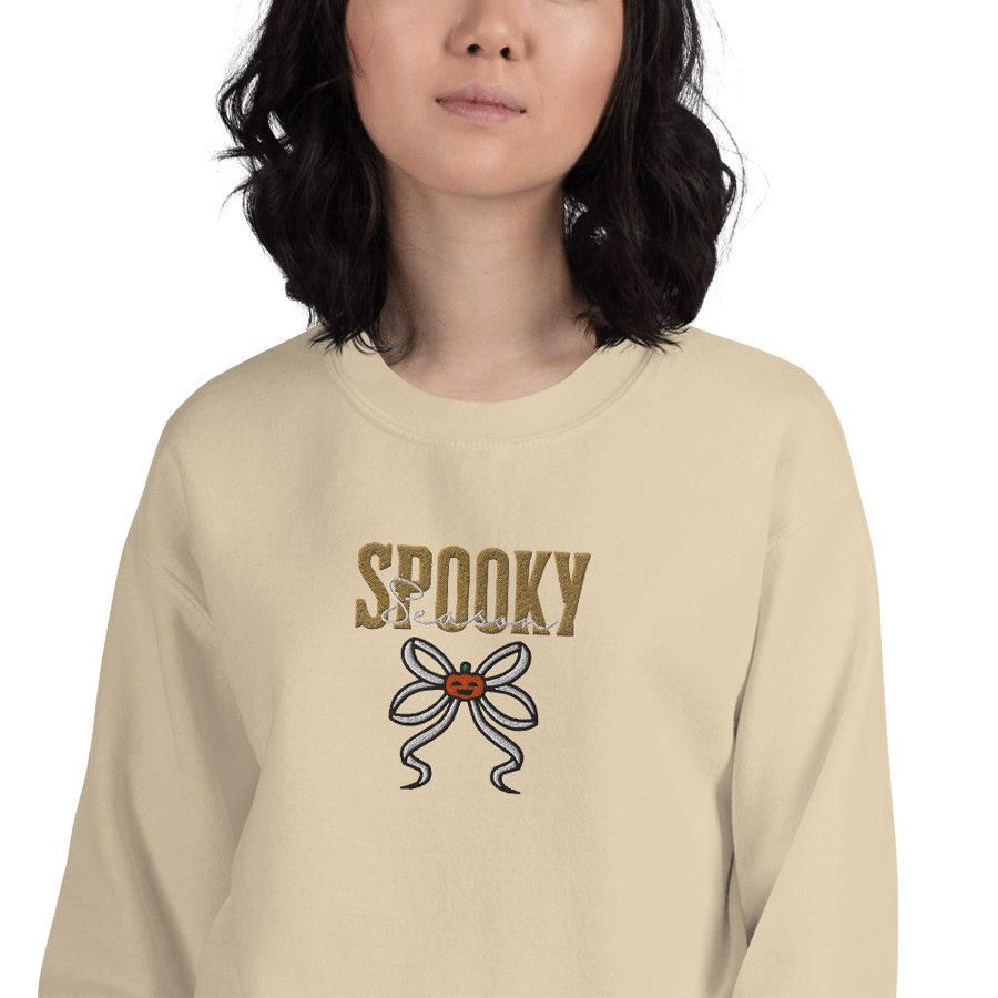 Image of Spooky season ribbon autumn embroidery Unisex Sweatshirt