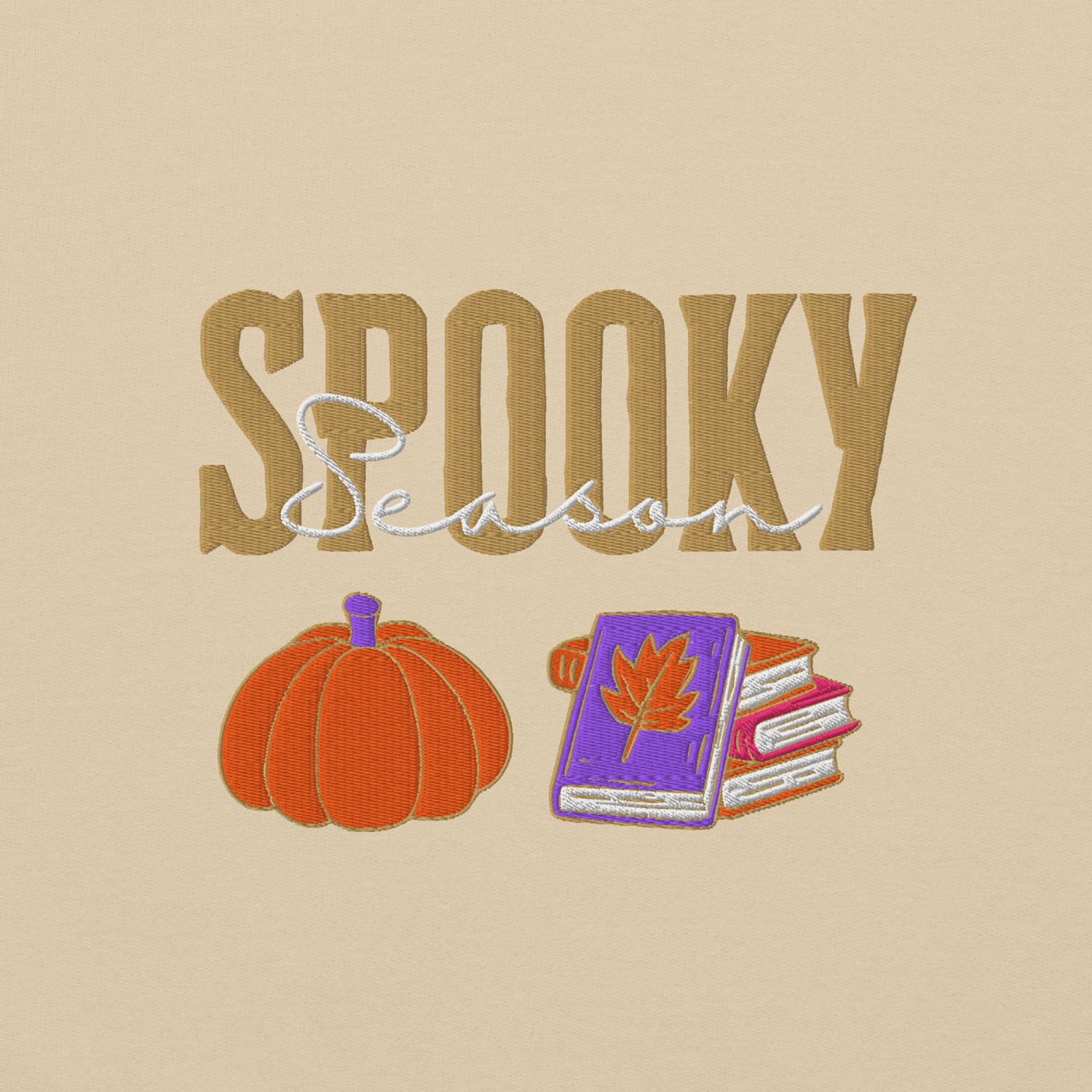 Image of Spooky season pumpkin and book embroidery Unisex Sweatshirt
