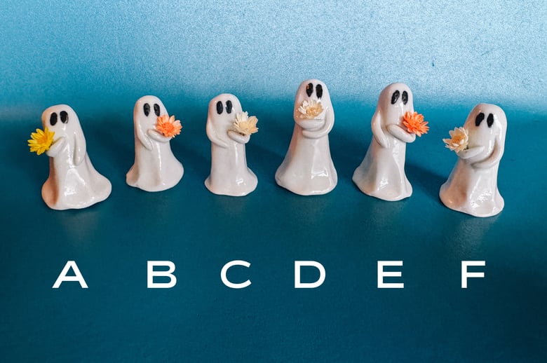 Image of Mini Porcelain Ghosts with Flower (Sold Individually)
