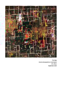 Image 4 of "Fire Map" - Original painting on mounted wooden panel. By Alan C. Martin