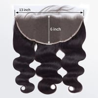 Image 1 of 13" X 6" HD Body Wavy Free Parted Frontal #1B Natural Black