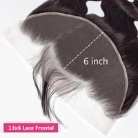 Image 2 of 13" X 6" HD Body Wavy Free Parted Frontal #1B Natural Black