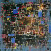 Image 1 of Maps #6 "City of Fire" - Original painting on mounted wooden panel. By Alan C. Martin
