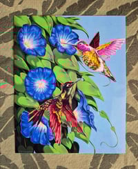 Image 1 of Hummingbirds with Morning Glories 8X10 Print