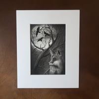 Image 1 of “Lunar fox” mini matted fine art print 
