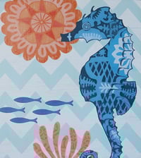 Image 6 of Eco-Friendly Bamboo and Ceramic Trivet with Seahorse Design – Coastal Home Decor