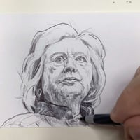Image 5 of Hillary Clinton | 4x6 | Original Pen & Ink Drawing