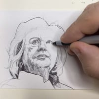 Image 4 of Hillary Clinton | 4x6 | Original Pen & Ink Drawing