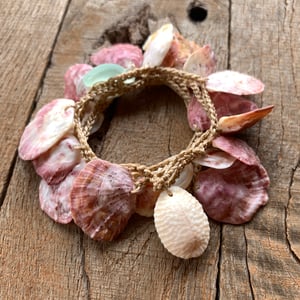 Image of Boho Molokai shell wrap bracelet, anklet or necklace with Hawaiian thorny oyster shells 