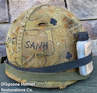 Image 8 of Vietnam USMC M-1 Helmet & 1965 Liner Mitchell Camo Cover. 1959 dated sweatband.