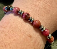 Image 3 of Madagascar Rhodonite with Silver Hematite - Size 7.25
