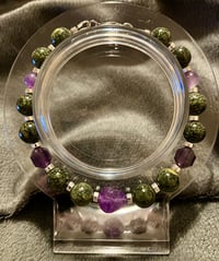 Image 2 of Russian Serpentine & Amethyst with Bright Silver Hematite - Size 7.5
