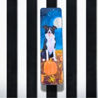 Image 1 of Bookmarks Halloween 2025 Dog - Border Collie with pumpkin