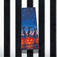 Image 1 of Bookmarks Halloween 2025 Cats - 3 black cats and pumpkins