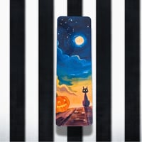 Image 1 of Bookmarks Halloween 2025 Cats - Black cat and pumpkin