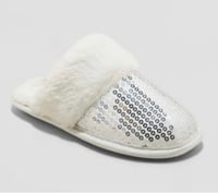 Image 4 of Metallic fuzzy slippers