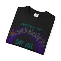 Image 5 of BLACK Halloween Movie Fun Unisex Tees | Most Likely to Eat All the Candy