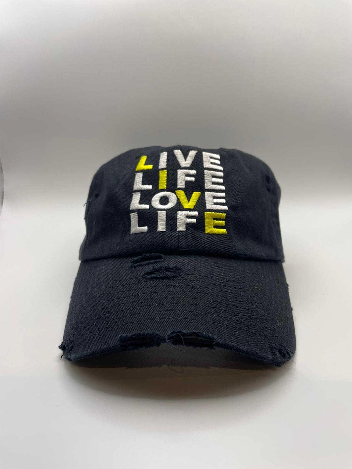 Image of Black distress dad cap