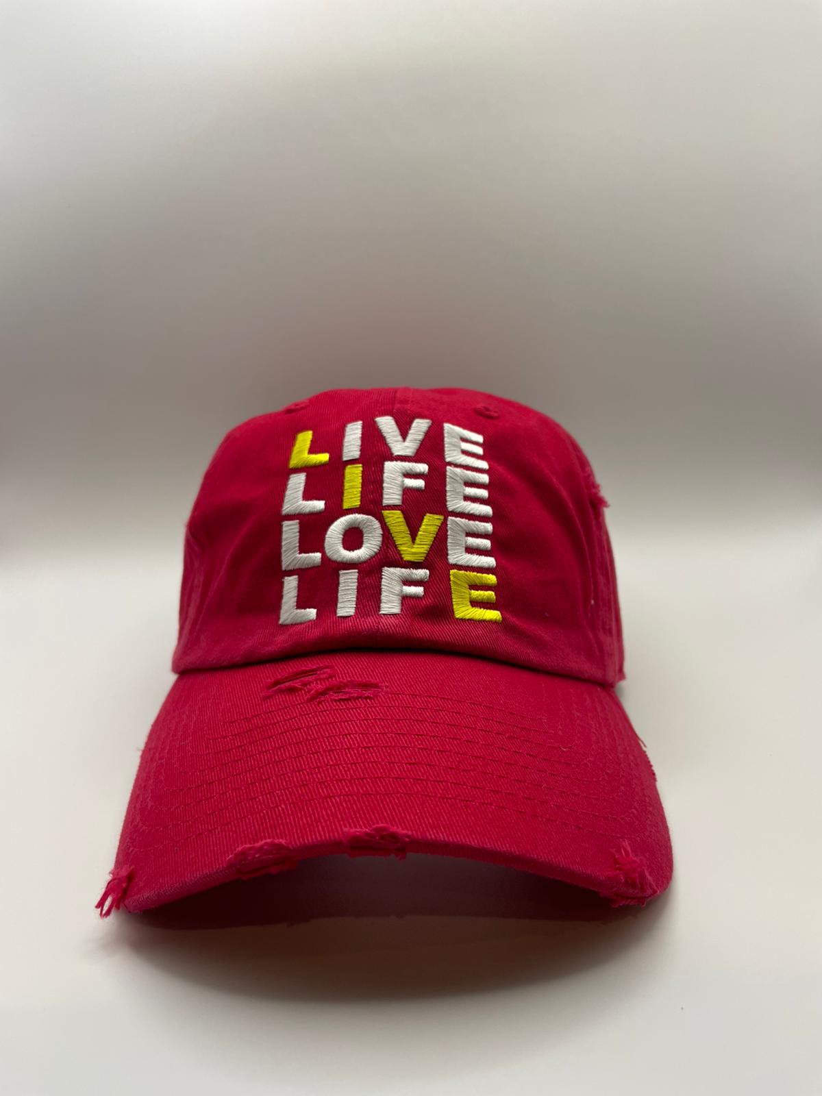 Image of Red distress dad cap