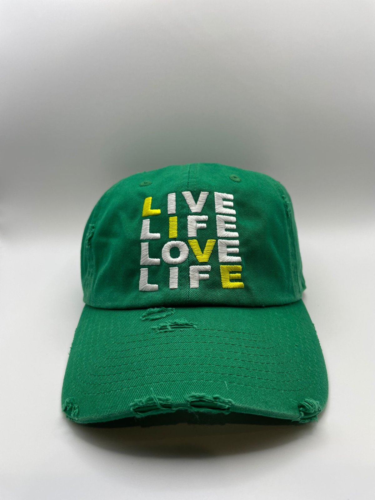 Image of Green distress dad cap