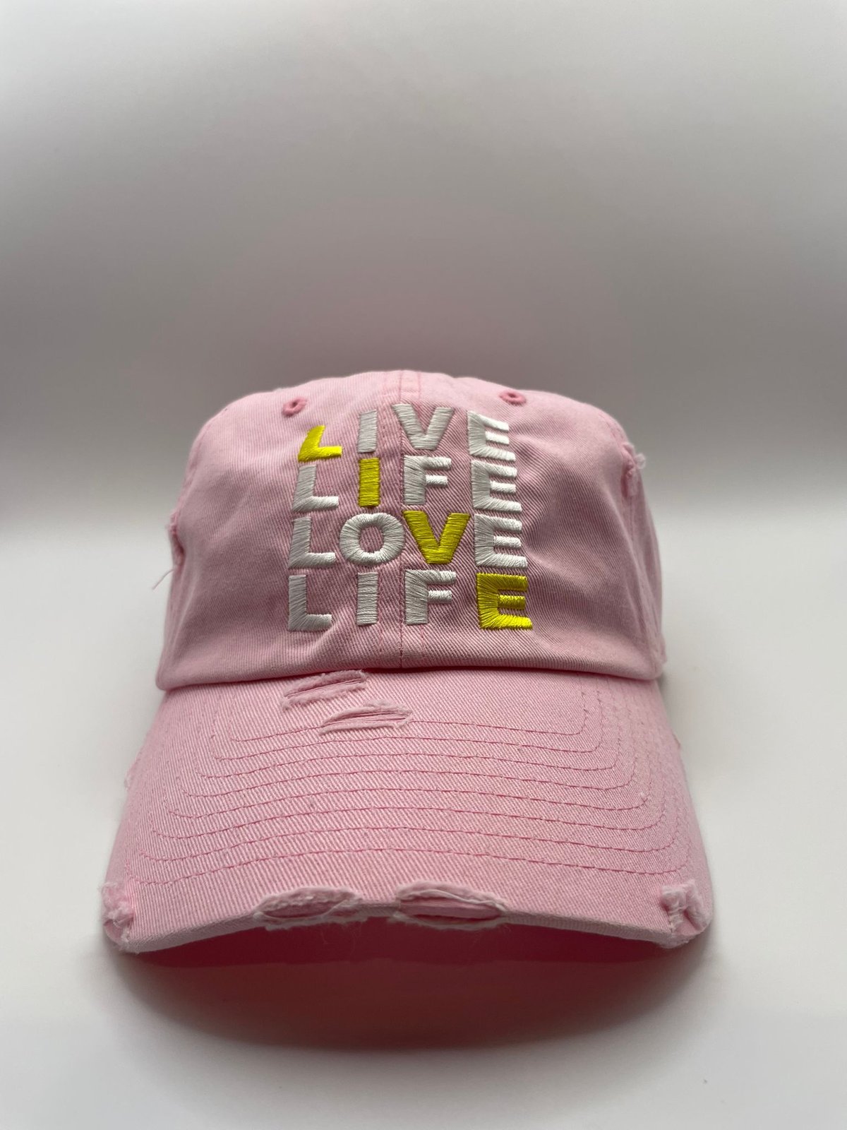 Image of Light pink distress dad cap