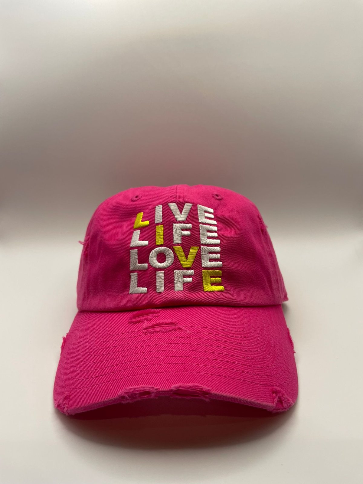 Image of Hot pink distress dad cap