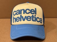 Image 1 of cancel helvetica trucker (light blue/white)