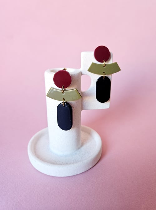 Image of Pendientes ALBA - Granate-verde caqui-negro
