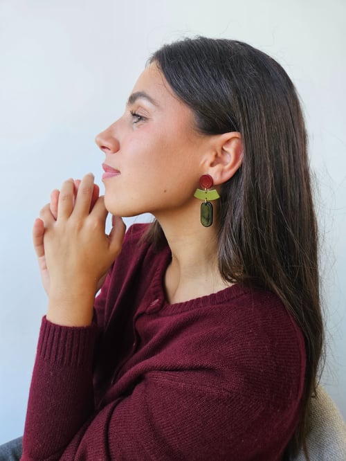Image of Pendientes ALBA - Granate-verde caqui-negro