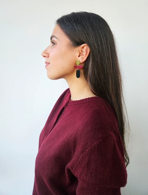 Image of Pendientes ALBA - Verde caqui-granate-negro