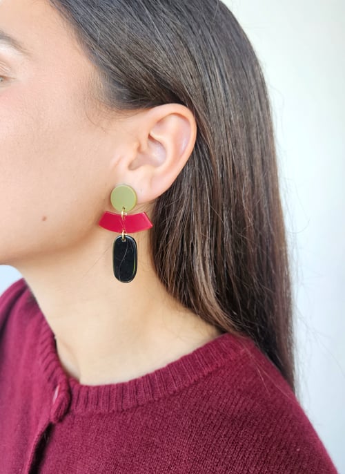 Image of Pendientes ALBA - Verde caqui-granate-negro