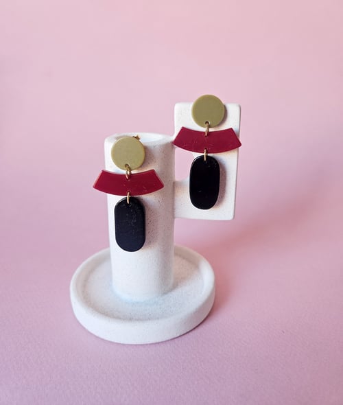 Image of Pendientes ALBA - Verde caqui-granate-negro