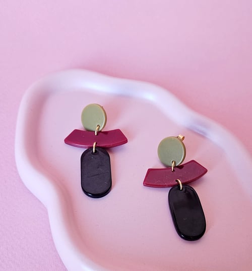 Image of Pendientes ALBA - Verde caqui-granate-negro
