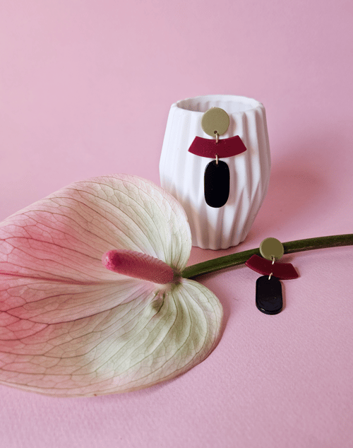 Image of Pendientes ALBA - Verde caqui-granate-negro