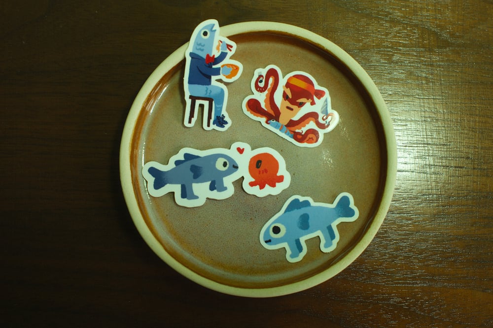 Image of Pack de 4 stickers "Barbe vers bouillabaisse"