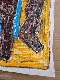 Image 4 of Original Oil Pastel Double Figure Drawing, Outsider Style, Vibrant Colours