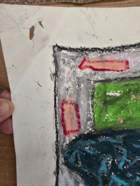 Image 7 of Original Oil Pastel Double Figure Drawing, Outsider Style, Vibrant Colours