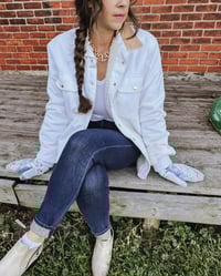 Image 2 of Quilted Patchwork/Crochet Fleece Lined Mittens 