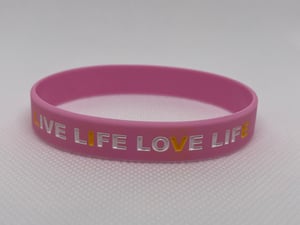 Image of 1 LIVE LIFE LOVE LIFE ADULT 2 COLOR DOUBLE SIDED LOGO PRINT WRIST BAND