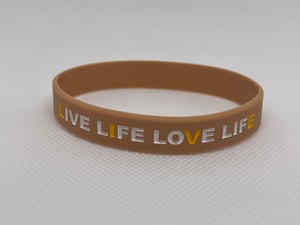 Image of 1 LIVE LIFE LOVE LIFE ADULT 2 COLOR DOUBLE SIDED LOGO PRINT WRIST BAND