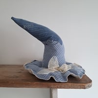 Image 1 of Handmade Wonky Witch Blue Hat 