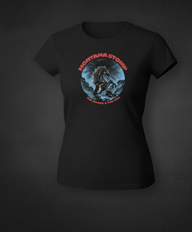 T-SHIRT THE HORSE AND THE HILL (Blue Horse Slim Fit)