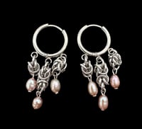 3 strand pink pearl earrings