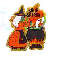 Image 1 of Soup Season Witch Glitter Sticker