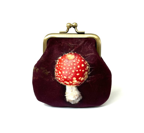 Image of Fly agaric, velvet kisslock coin purse